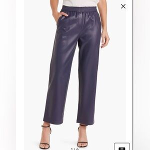 Kobi Halperin Ariella Deep Purple Faux Leather cropped Pants with pockets